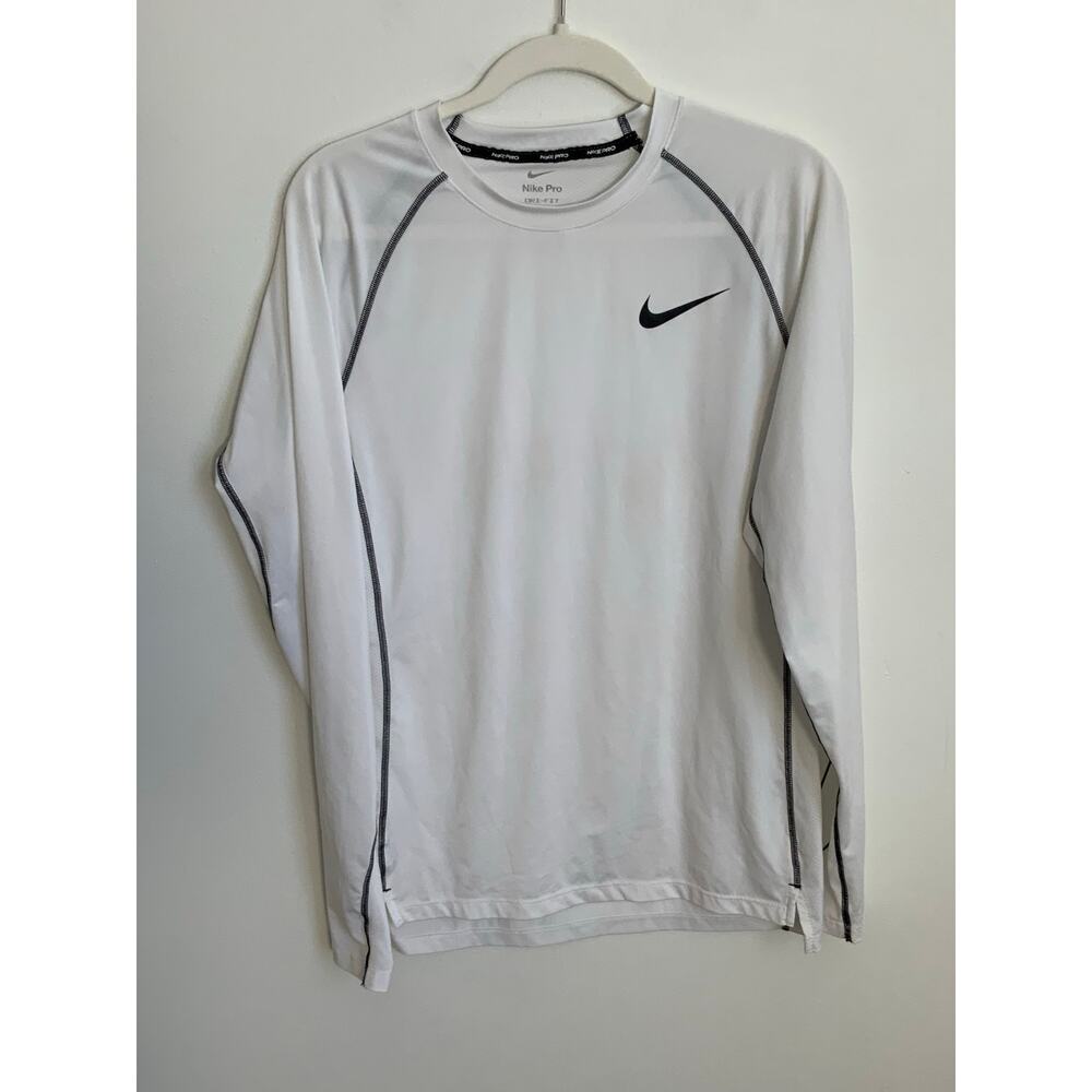 Nike Pro Long Sleeve White‎ Slim Fit Shirt size medium